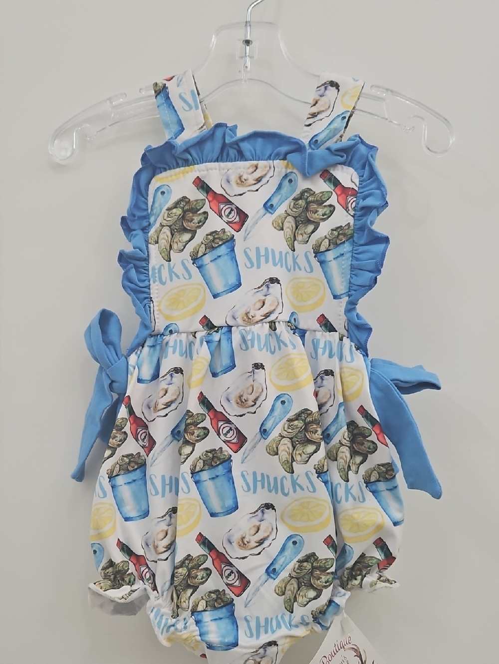 Shucks Oyster Print Baby Romper
